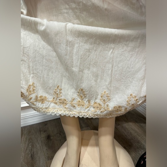 SAND & SPIRIT STRAPLESS COVERUP Ivory Embroidered Crochet Lace Boho Summer Dress - Picture 4 of 10